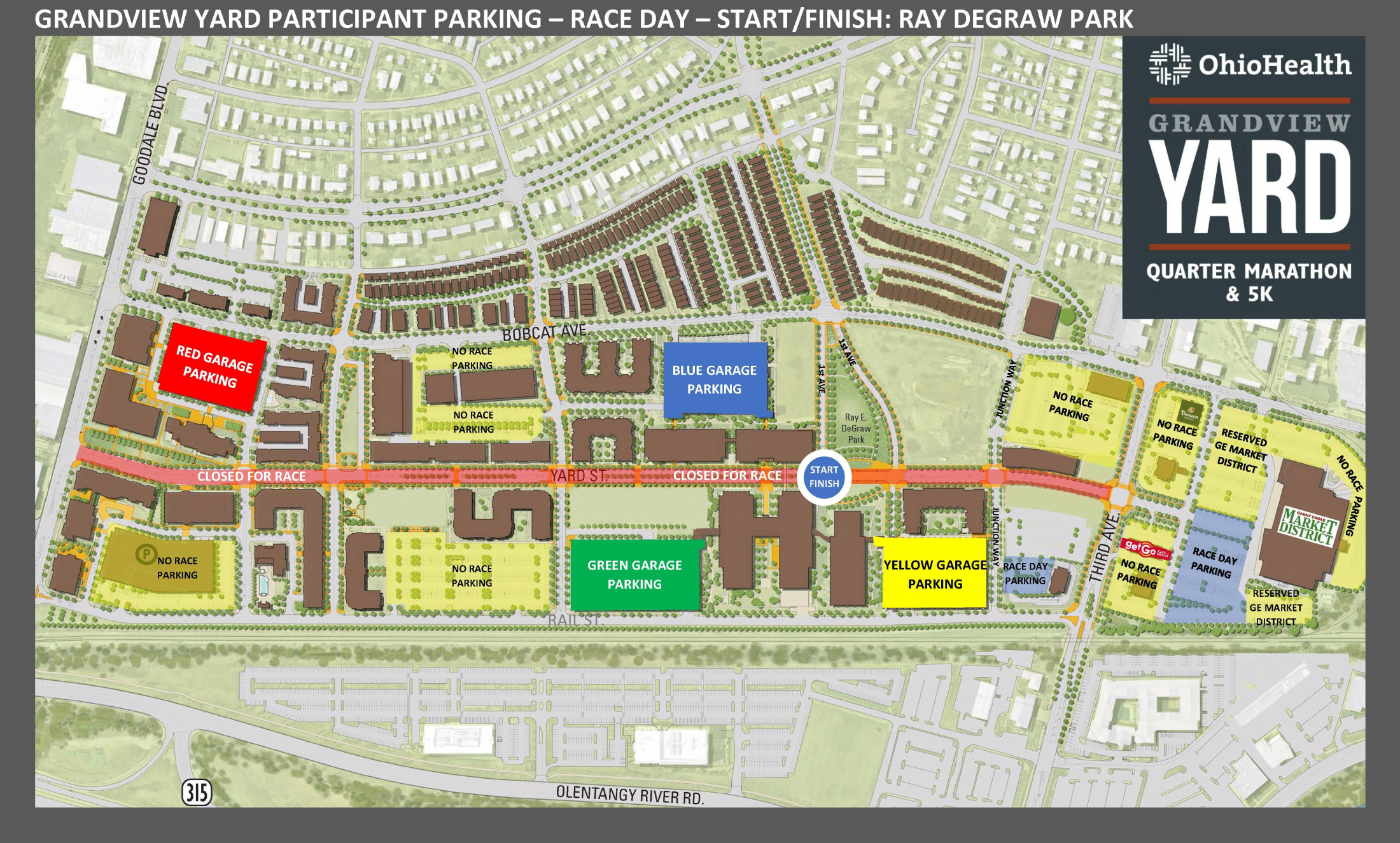 Parking Map » OhioHealth Grandview Yard Quarter Marathon & 5K