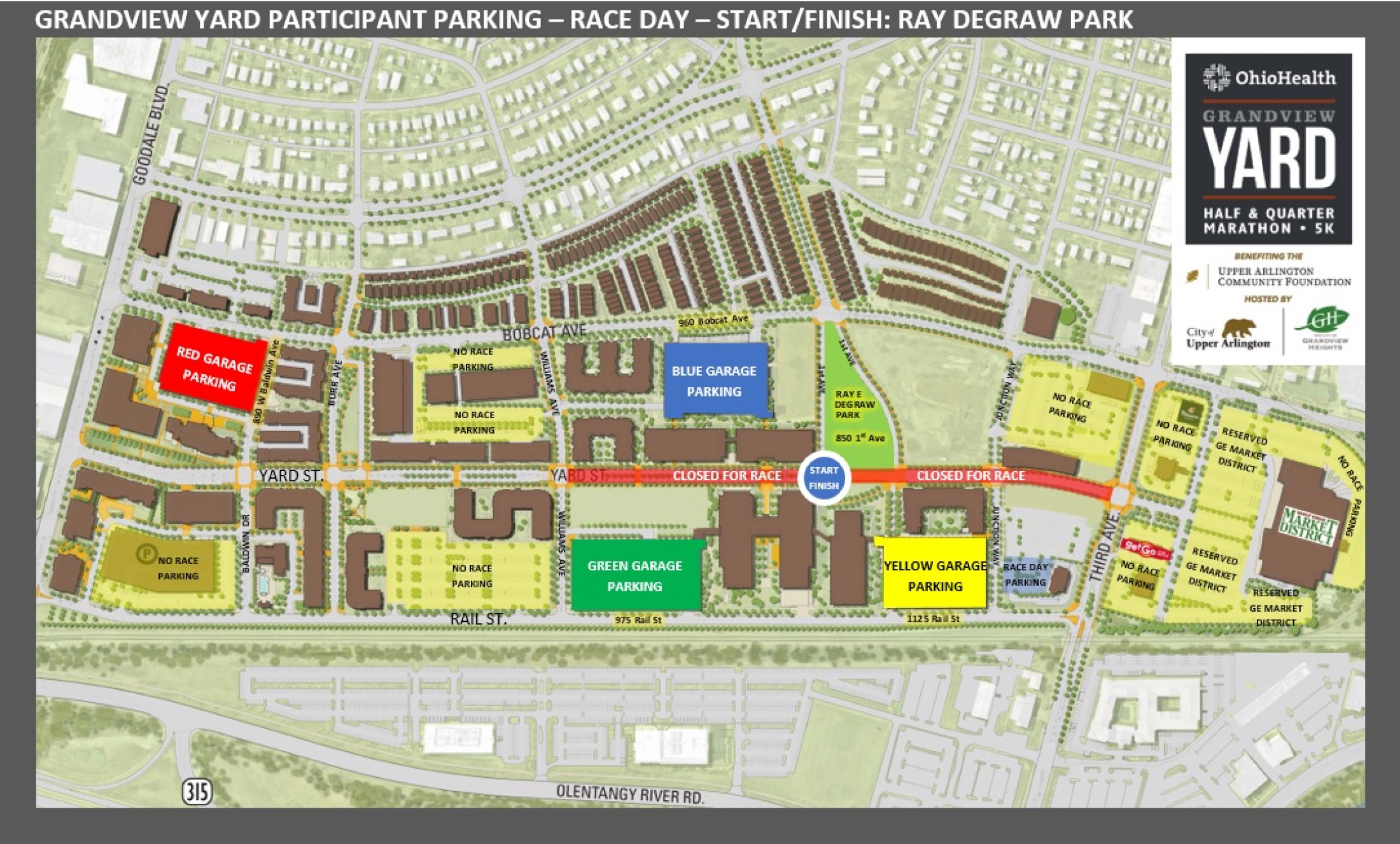 Parking Map » OhioHealth Grandview Yard Half & Quarter Marathon