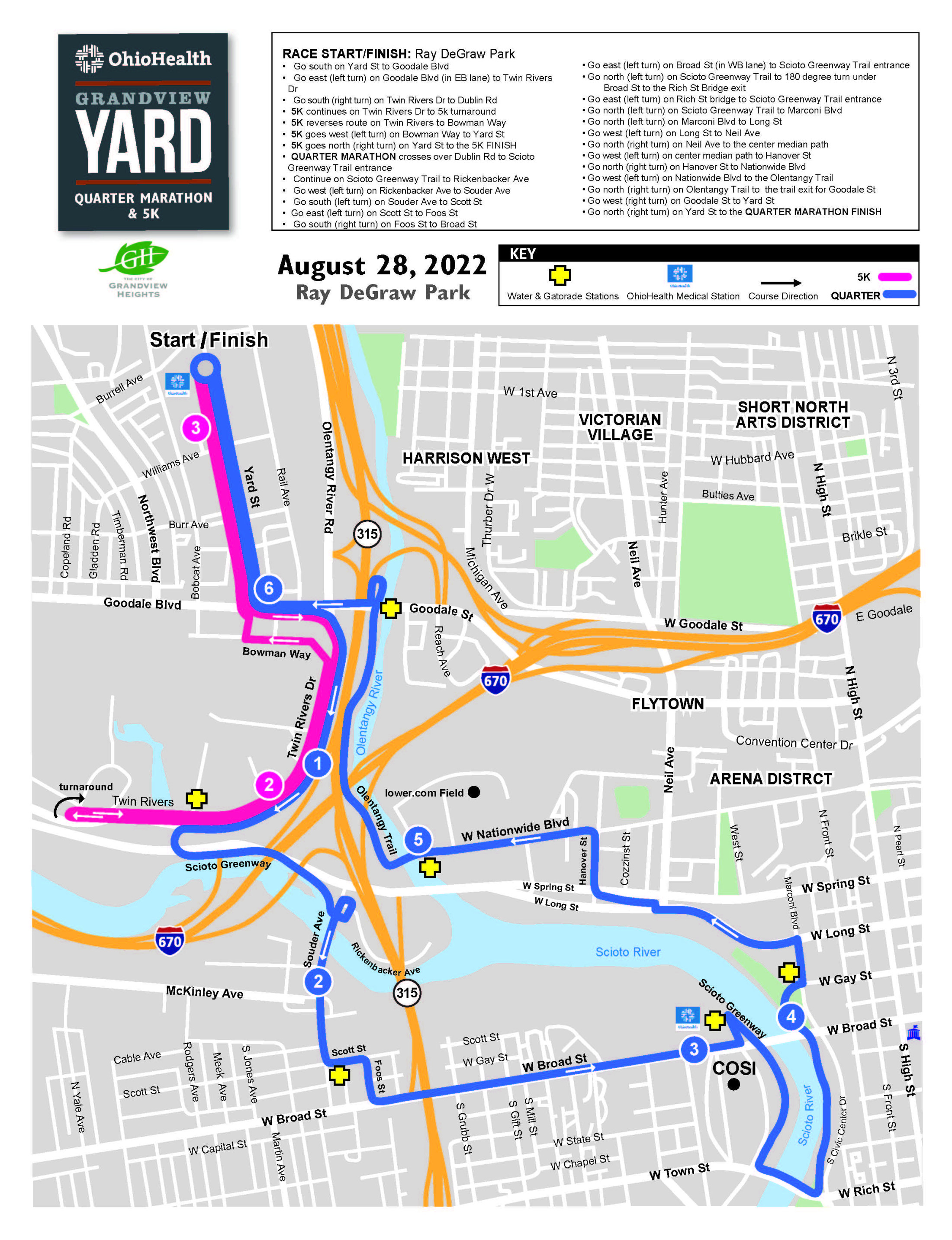 Course Maps » OhioHealth Grandview Yard Quarter Marathon & 5K